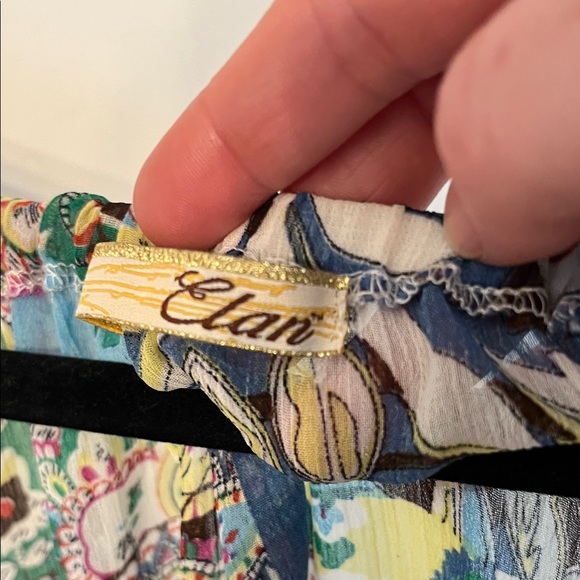 Elan Multicolor Patchwork Coverup with Teal and Brown Accents - Picture 2 of 5